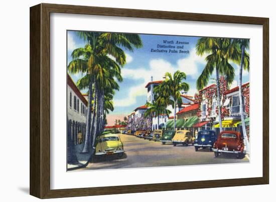 Palm Beach, Florida - View Down Worth Avenue-Lantern Press-Framed Art Print