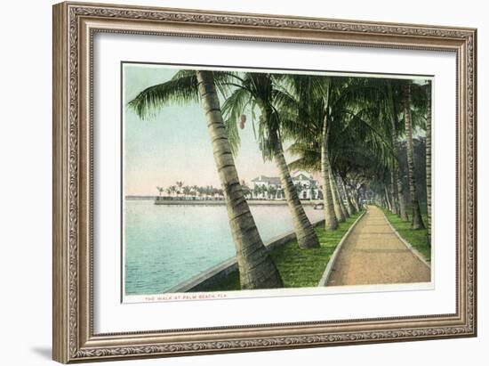 Palm Beach, Florida - View of the Walk Along Lake Worth-Lantern Press-Framed Premium Giclee Print