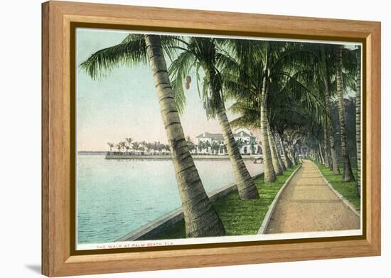 Palm Beach, Florida - View of the Walk Along Lake Worth-Lantern Press-Framed Stretched Canvas