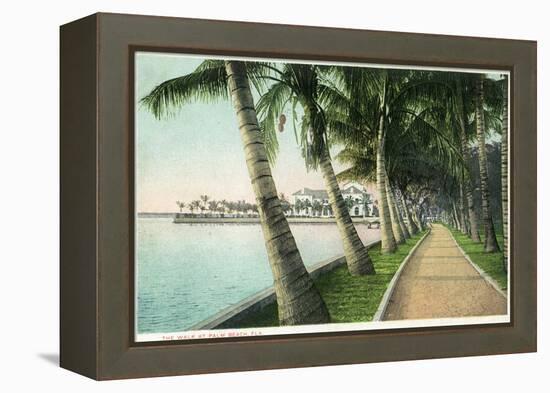 Palm Beach, Florida - View of the Walk Along Lake Worth-Lantern Press-Framed Stretched Canvas