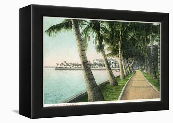 Palm Beach, Florida - View of the Walk Along Lake Worth-Lantern Press-Framed Stretched Canvas