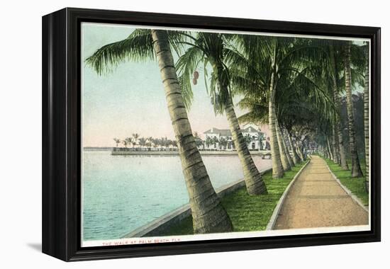 Palm Beach, Florida - View of the Walk Along Lake Worth-Lantern Press-Framed Stretched Canvas