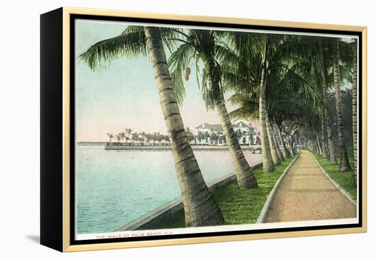 Palm Beach, Florida - View of the Walk Along Lake Worth-Lantern Press-Framed Stretched Canvas