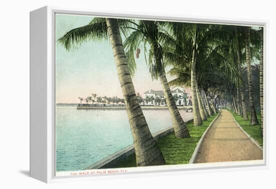 Palm Beach, Florida - View of the Walk Along Lake Worth-Lantern Press-Framed Stretched Canvas