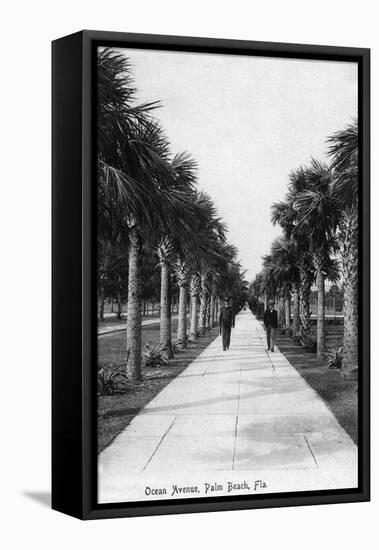 Palm Beach, Florida - Walking Down Ocean Avenue-Lantern Press-Framed Stretched Canvas