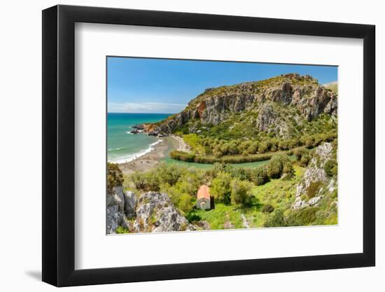 Palm beach of Preveli, Rethymno, Crete, Greek Islands, Greece, Europe-Markus Lange-Framed Photographic Print