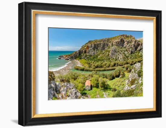 Palm beach of Preveli, Rethymno, Crete, Greek Islands, Greece, Europe-Markus Lange-Framed Photographic Print