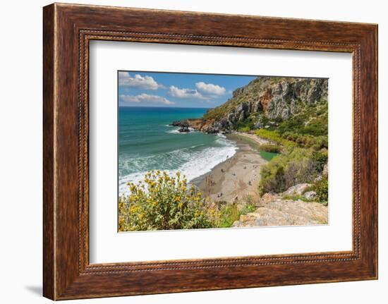 Palm beach of Preveli, Rethymno, Crete, Greek Islands, Greece, Europe-Markus Lange-Framed Photographic Print