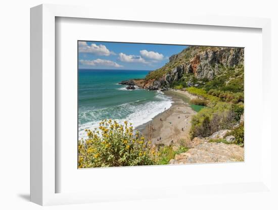 Palm beach of Preveli, Rethymno, Crete, Greek Islands, Greece, Europe-Markus Lange-Framed Photographic Print