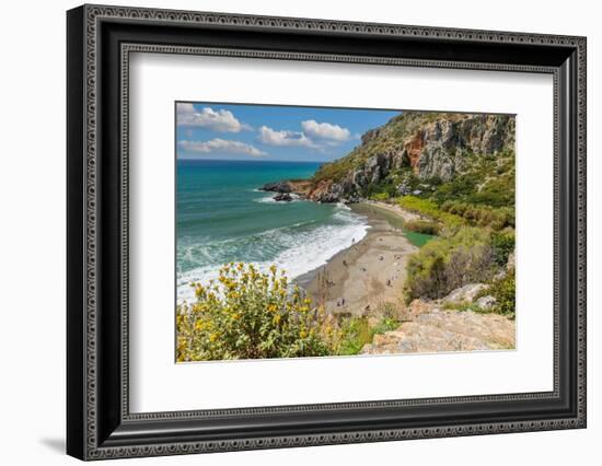 Palm beach of Preveli, Rethymno, Crete, Greek Islands, Greece, Europe-Markus Lange-Framed Photographic Print