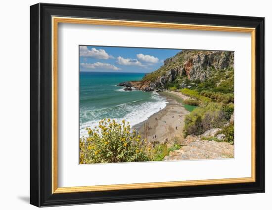 Palm beach of Preveli, Rethymno, Crete, Greek Islands, Greece, Europe-Markus Lange-Framed Photographic Print