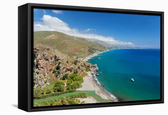 Palm beach of Preveli, Rethymno, Crete, Greek Islands, Greece, Europe-Markus Lange-Framed Premier Image Canvas