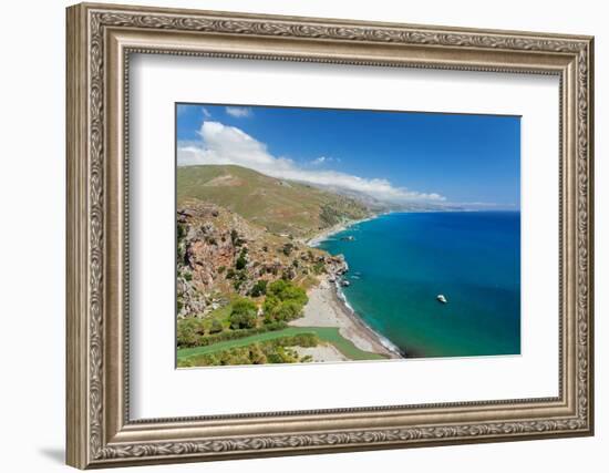 Palm beach of Preveli, Rethymno, Crete, Greek Islands, Greece, Europe-Markus Lange-Framed Photographic Print