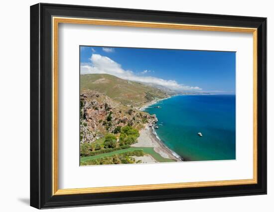 Palm beach of Preveli, Rethymno, Crete, Greek Islands, Greece, Europe-Markus Lange-Framed Photographic Print