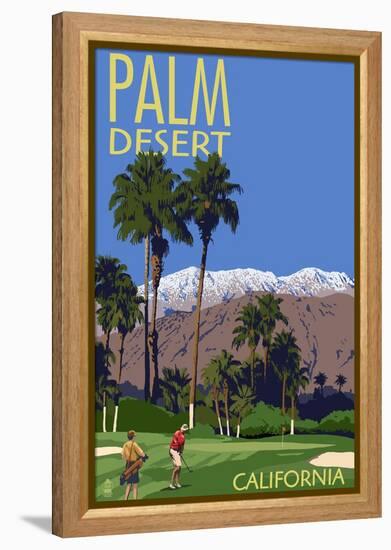 Palm Desert, California - Golfing Scene-Lantern Press-Framed Stretched Canvas