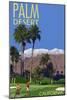 Palm Desert, California - Golfing Scene-Lantern Press-Mounted Art Print