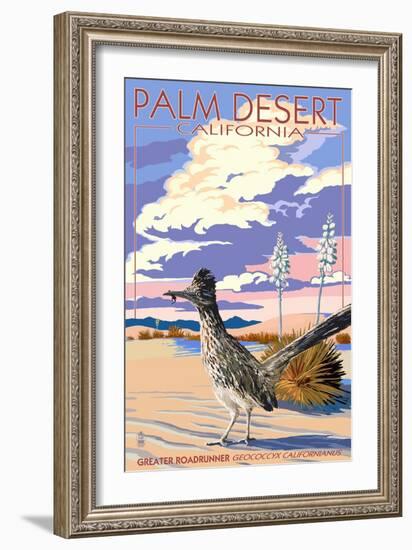 Palm Desert, California - Roadrunner Scene-Lantern Press-Framed Art Print