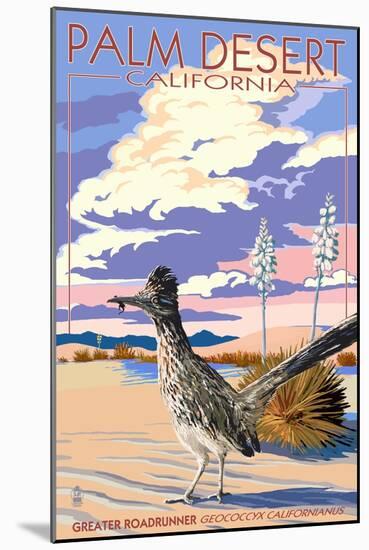 Palm Desert, California - Roadrunner Scene-Lantern Press-Mounted Art Print