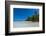 Palm fringed motu in the Blue Lagoon, Rangiroa atoll, Tuamotus, French Polynesia-Michael Runkel-Framed Photographic Print