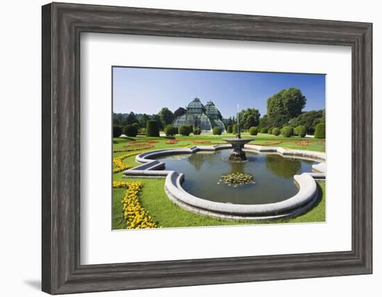 Palm House in the palace garden of Schoenbrunn Palace, Vienna, Austria-null-Framed Art Print