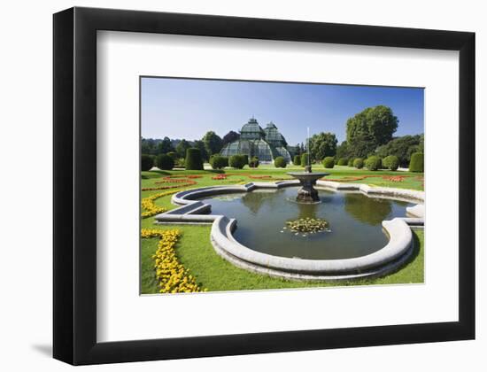 Palm House in the palace garden of Schoenbrunn Palace, Vienna, Austria-null-Framed Art Print