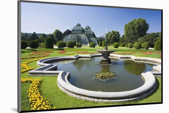 Palm House in the palace garden of Schoenbrunn Palace, Vienna, Austria-null-Mounted Art Print