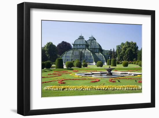 Palm House in the palace garden of Schoenbrunn Palace, Vienna, Austria-null-Framed Art Print