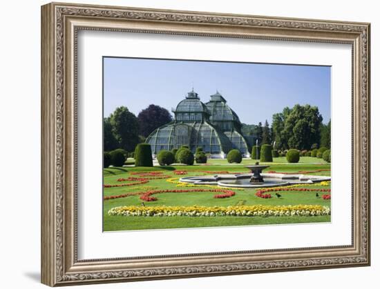 Palm House in the palace garden of Schoenbrunn Palace, Vienna, Austria-null-Framed Art Print