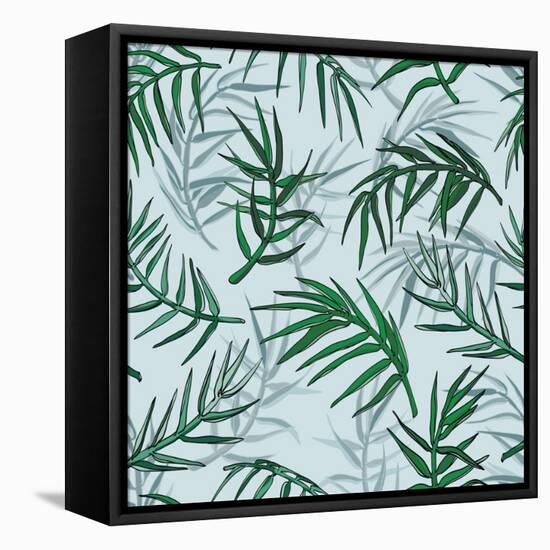 Palm Jungle Leaves Pattern-Mirifada-Framed Stretched Canvas
