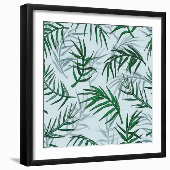 Palm Jungle Leaves Pattern-Mirifada-Framed Art Print