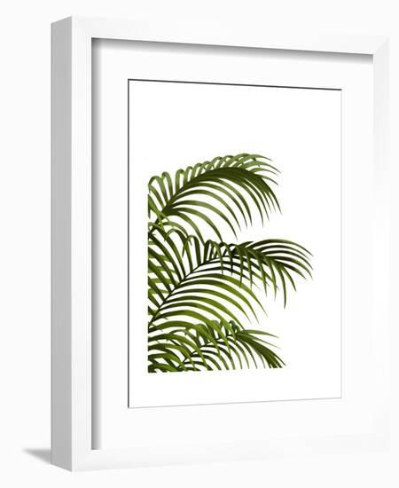 Palm Leaf 1, Green On White-Fab Funky-Framed Art Print