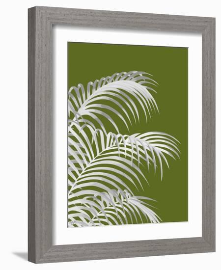 Palm Leaf 1, White On Green-Fab Funky-Framed Art Print