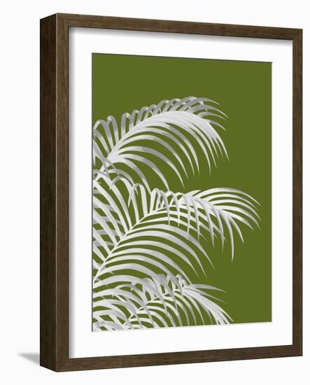 Palm Leaf 1, White On Green-Fab Funky-Framed Art Print