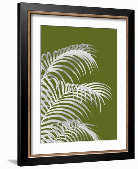Palm Leaf 1, White On Green-Fab Funky-Framed Art Print