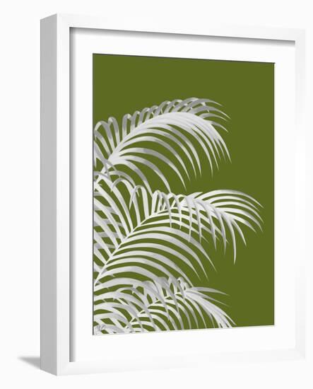 Palm Leaf 1, White On Green-Fab Funky-Framed Art Print