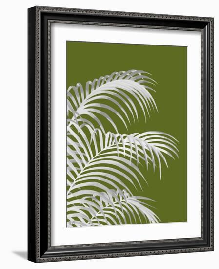 Palm Leaf 1, White On Green-Fab Funky-Framed Art Print