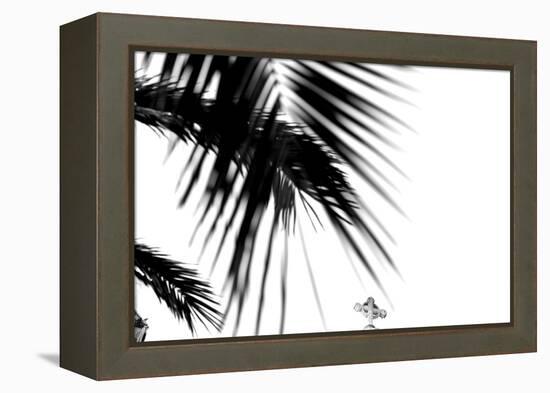 Palm Leaves, Cross, B/W-Nikky-Framed Premier Image Canvas