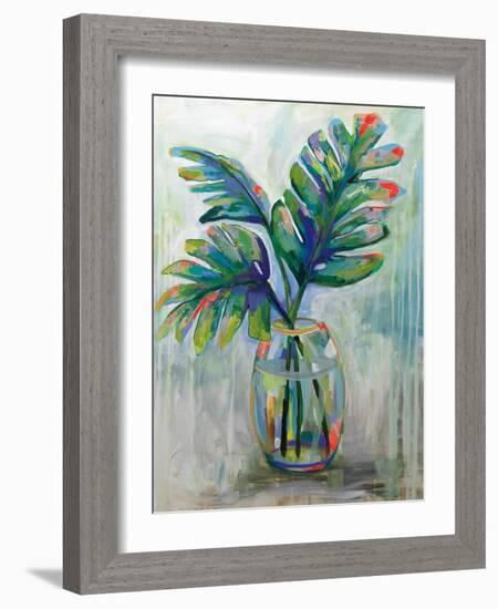 Palm Leaves II Red-Jeanette Vertentes-Framed Art Print