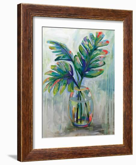 Palm Leaves II Red-Jeanette Vertentes-Framed Art Print