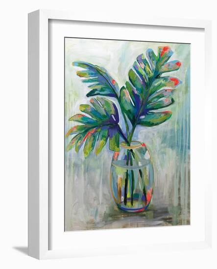 Palm Leaves II Red-Jeanette Vertentes-Framed Art Print