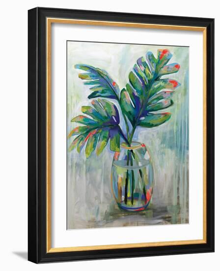 Palm Leaves II Red-Jeanette Vertentes-Framed Art Print