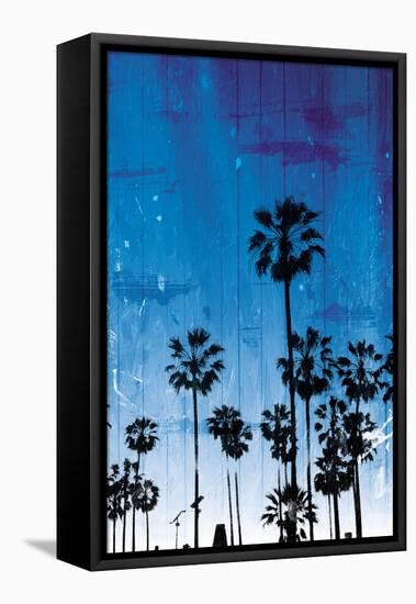 Palm Peach Night Blue-Milli Villa-Framed Stretched Canvas