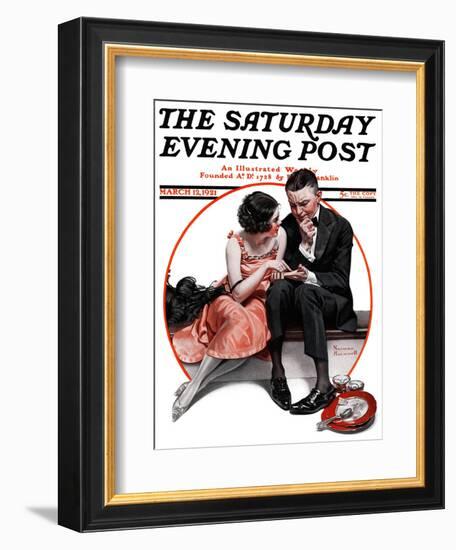 "Palm Reader" or "Fortuneteller" Saturday Evening Post Cover, March 12,1921-Norman Rockwell-Framed Giclee Print