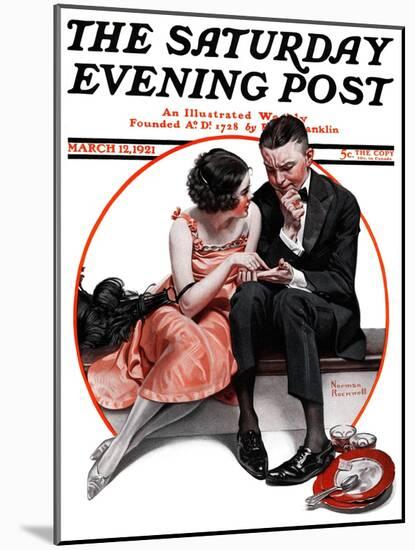 "Palm Reader" or "Fortuneteller" Saturday Evening Post Cover, March 12,1921-Norman Rockwell-Mounted Premium Giclee Print