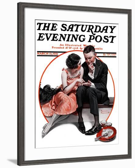 "Palm Reader" or "Fortuneteller" Saturday Evening Post Cover, March 12,1921-Norman Rockwell-Framed Giclee Print