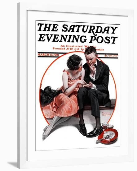 "Palm Reader" or "Fortuneteller" Saturday Evening Post Cover, March 12,1921-Norman Rockwell-Framed Giclee Print