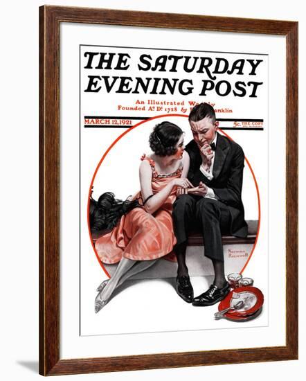 "Palm Reader" or "Fortuneteller" Saturday Evening Post Cover, March 12,1921-Norman Rockwell-Framed Giclee Print