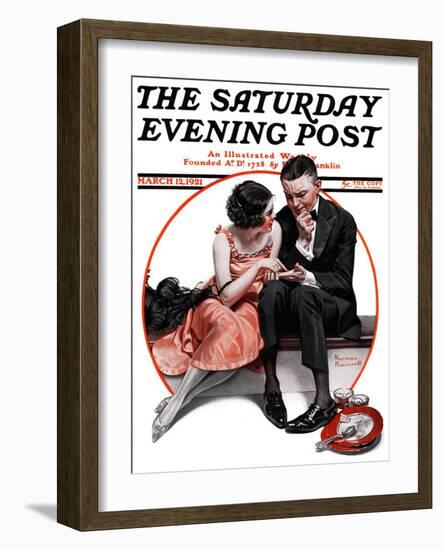 "Palm Reader" or "Fortuneteller" Saturday Evening Post Cover, March 12,1921-Norman Rockwell-Framed Giclee Print