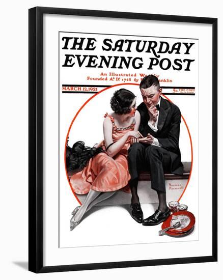 "Palm Reader" or "Fortuneteller" Saturday Evening Post Cover, March 12,1921-Norman Rockwell-Framed Giclee Print