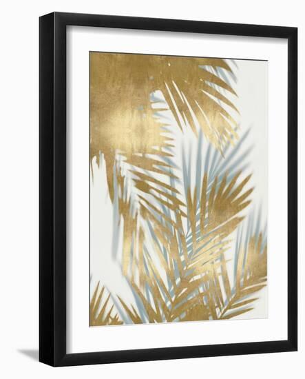 Palm Shadows Aqua on Gold II-Melonie Miller-Framed Art Print